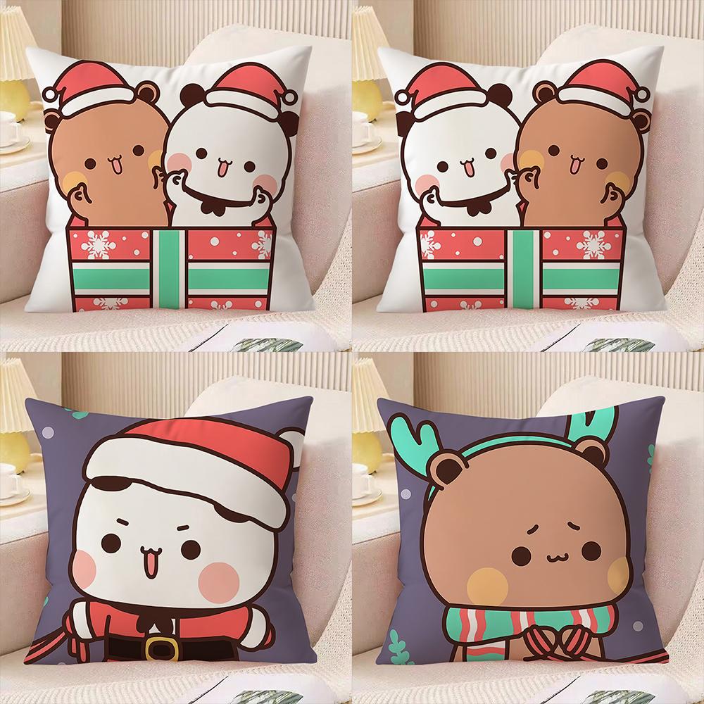 1pcs Cute Bubu & Dudu Christmas Pillow Covers , Suitable for bedroom sofa decoration single-sided printing without pillow core.