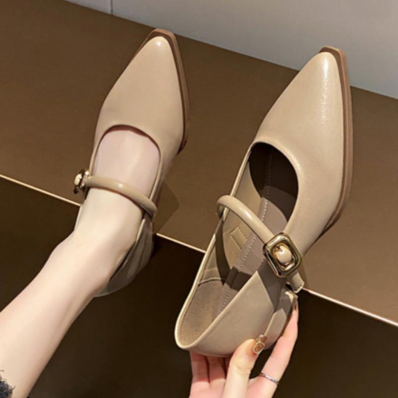 

Французские туфли с острым носком Женские мокасины на низком каблуке Повседневные туфли-лодочки на плоской подошве Мэри Джейн 40 коричневый