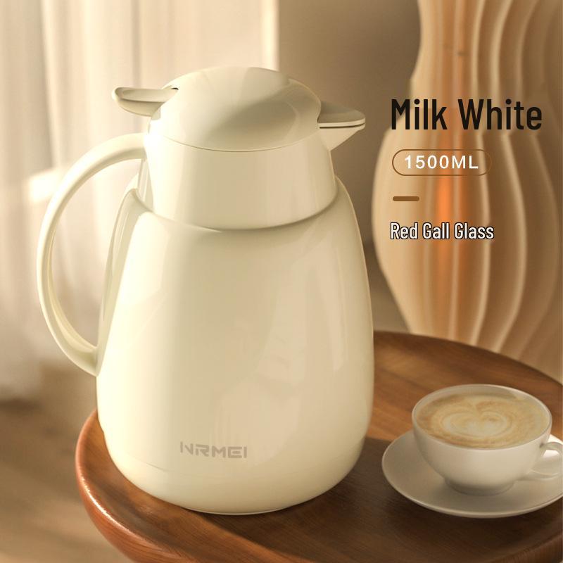 Thermos Flask with Red Glass Interior - Large Capacity Hot Water Bottle for Dorms - 2025 Model