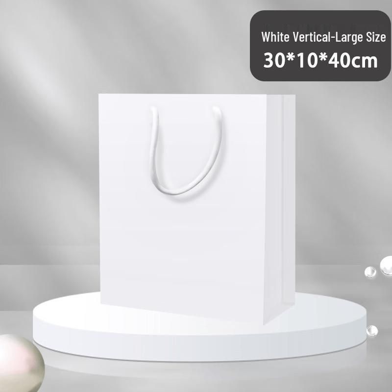 Vertical White Kraft Paper Gift & Shopping Bag