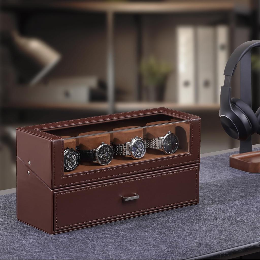 ProCase Watch Watch Display Stand with Acrylic Watch Display Case with Watch Watch Holder Organizer for Men and Women Men's Case, 10-Slot Lid, Drawer,