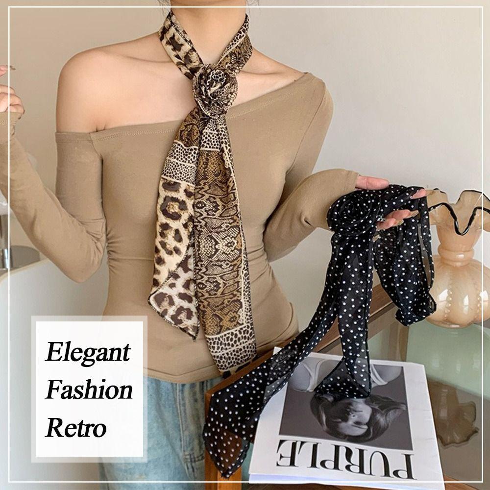 Large Size Long Silk Scarf Summer Hair Band Fashion Long Ribbon Belt Tie  For Women