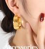 European-American Vintage Asymmetrical Round Titanium Steel Earrings for Women