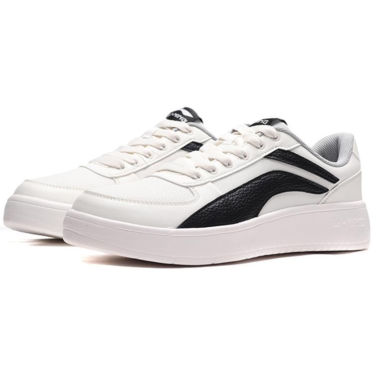 Li Ning Comfortable Slip Resistant Abrasion Resistant Low Top Skateboard Shoes Unisex White Black AGCP335-4