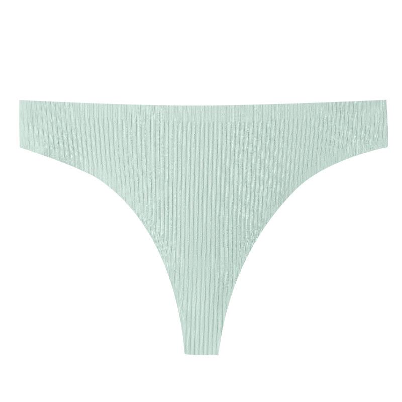 Pure Cotton Sexy Women's Thongs - Solid Color Ribbed T-Pants for Girls