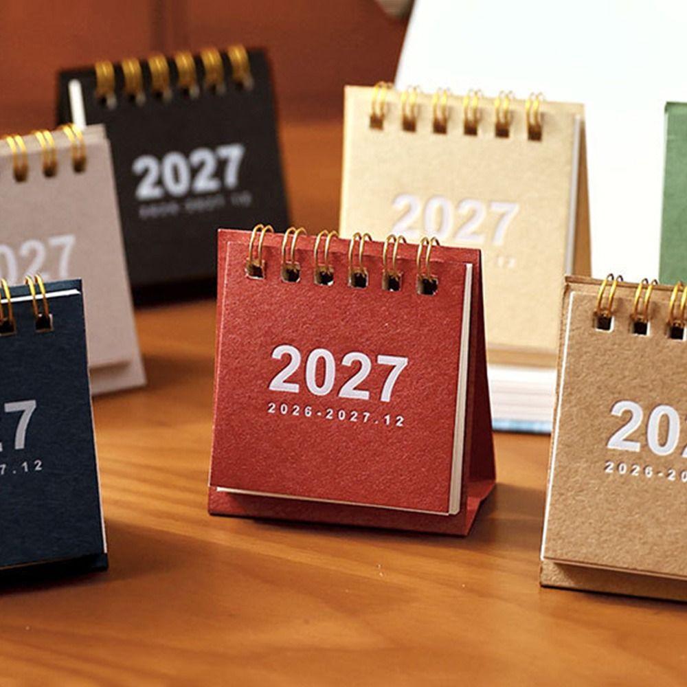 Double Coil Mini Calendar Standing Base Flip Calendar New 2027 Desk Calendar Home Office