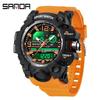 SANDA Women's Trendy LED Dual Display Waterproof Watch with Hourly Chime