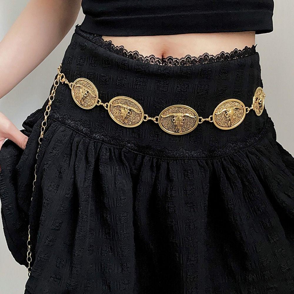 Vintage Bohemian Style Waistband Flower Ethnic Style Belt Metal Waist Chain  Beach Accessories