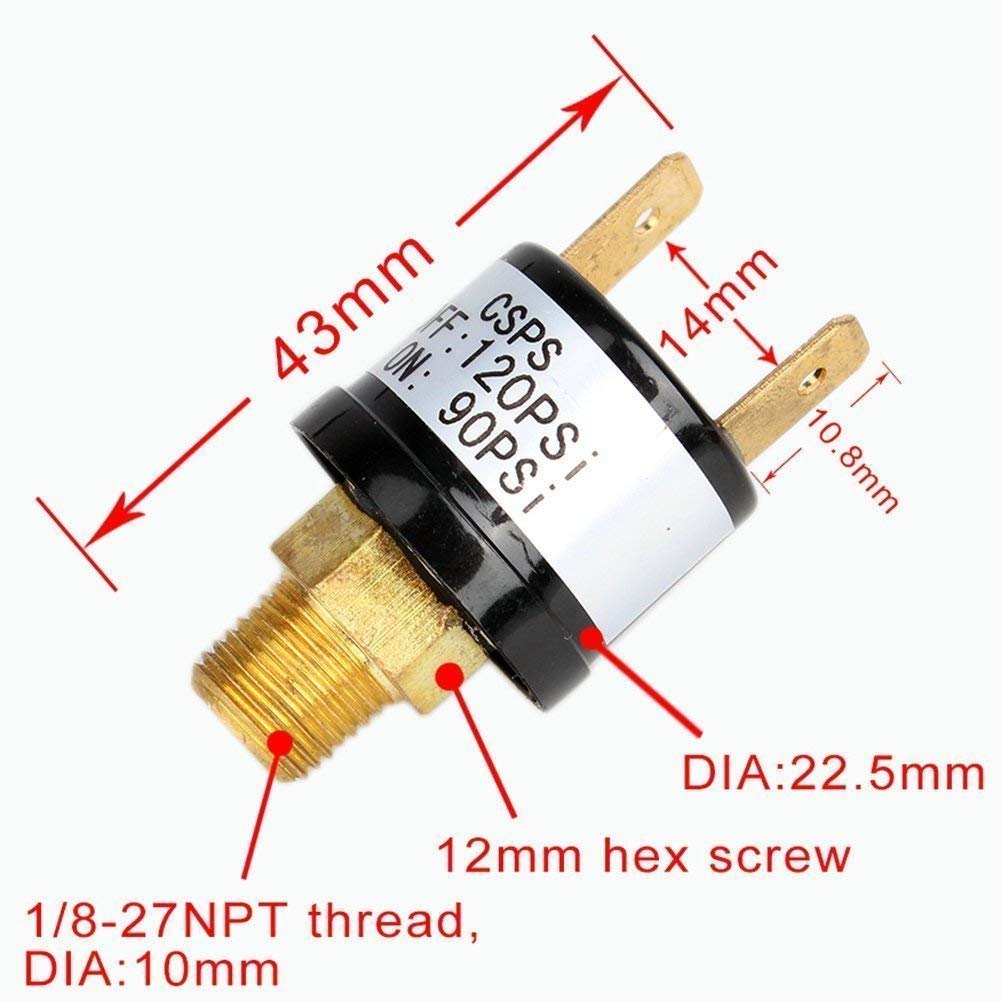 90-120 PSI Heavy Duty Air Compressor Pressure Control Switch Valve