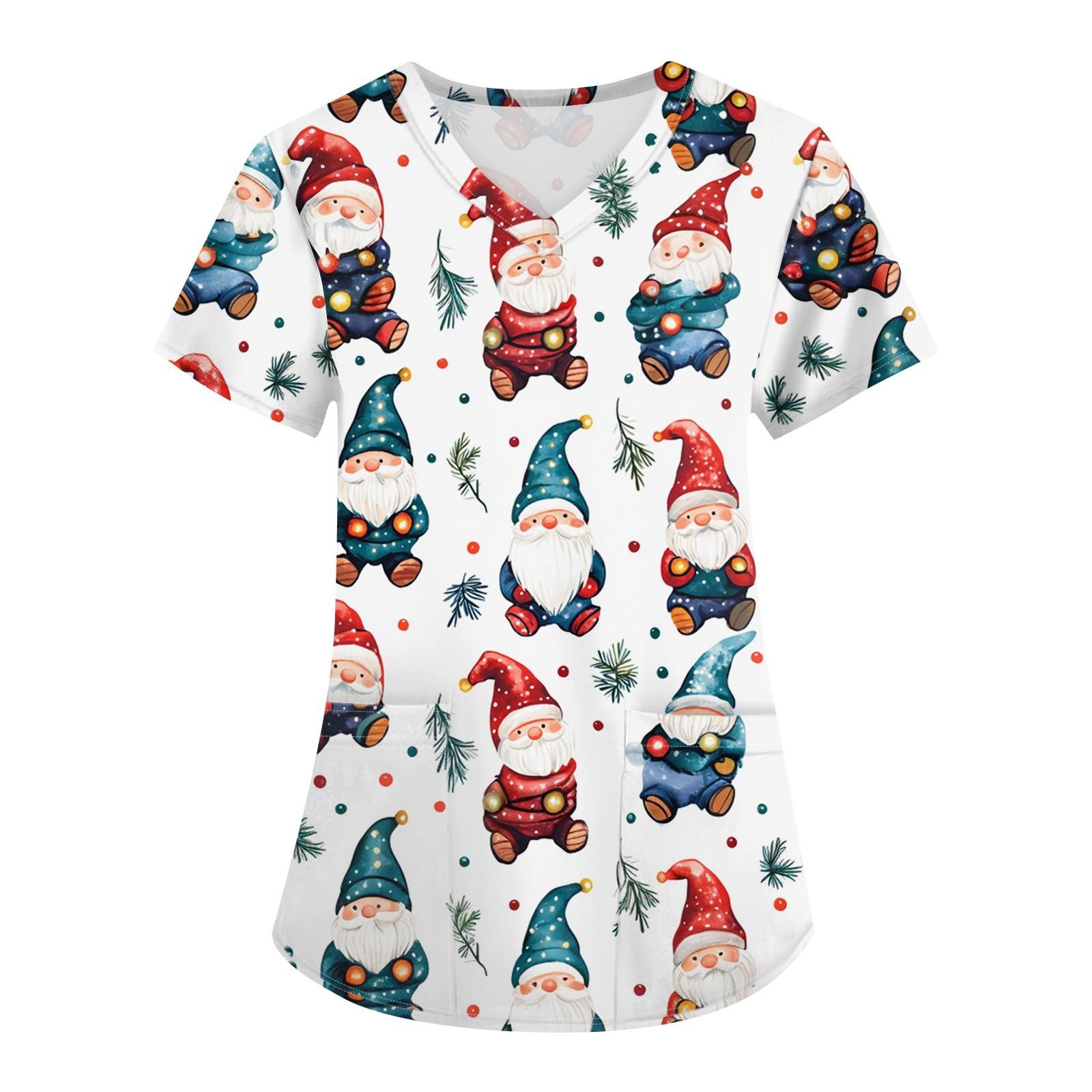 

Женская модная футболка с короткими рукавами и v-образным вырезом с принтом, маленькая рабочая футболка с карманами XXL