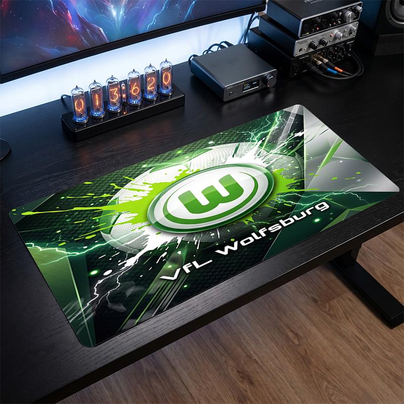 VfL Wolfsburg FC Themenmuster Mauspads, Fußball Logo Design XXL Gaming Schreibtischmatte Rutschfeste Computer-Mauspad 30cmx60cm（11.8x23.6inch）