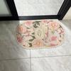 Flower Printing Bathroom Floor Mat Elegant Anti Slip Door Mat Absorbent Bath Carpet  Household Use