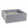 Dry Pool 110x110x40cm Velvet Soft Light Gray with 600 Balls: Transparent, Light Gold, Pearl