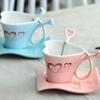 Creative Heart-Shaped Ceramic Cups, Couple Mugs, European Coffee Cup Set, Wedding Gifts, Drinkware Saucers, A Pair, 180ml