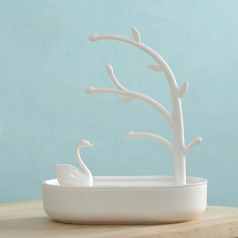 

Fashion Tabletop Jewelry Display Stand Swan Tree Design Necklace Earrings Ring Bracelet Storage Rack Organizer Showcase Props белый
