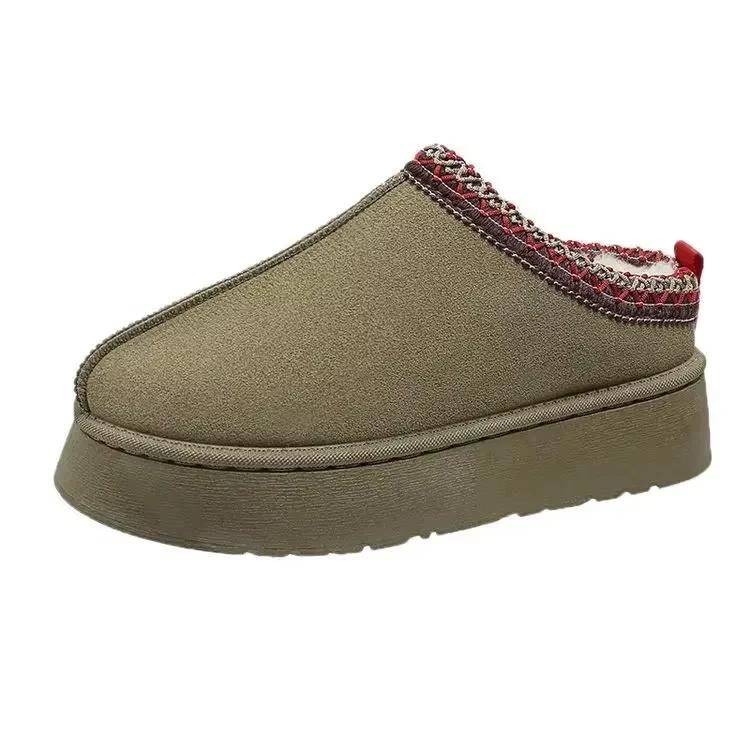 Women Boots 2024 Women's Wool Home Shoes Platform Wool Slippers Winter Warm Female Sheepskin Boots EUR 36-41