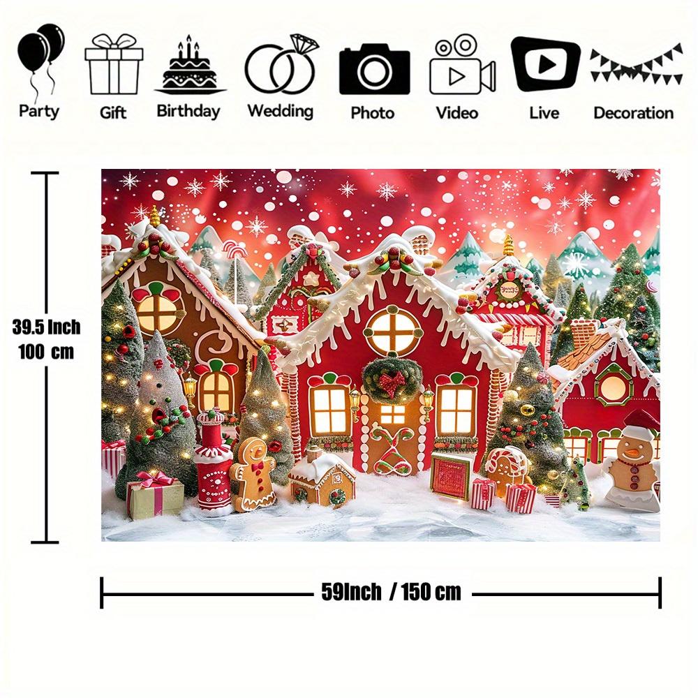 Christmas gingerbread house background photography,winter Merry Christmas tree background, Santa Claus birthday party decoration