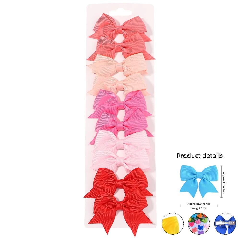 10Pcs/Set Solid Kids Bows Hair Clips for Baby Girls Handmade Ribbon Bowknot Hairpin Barrettes Daily Hair Accessories