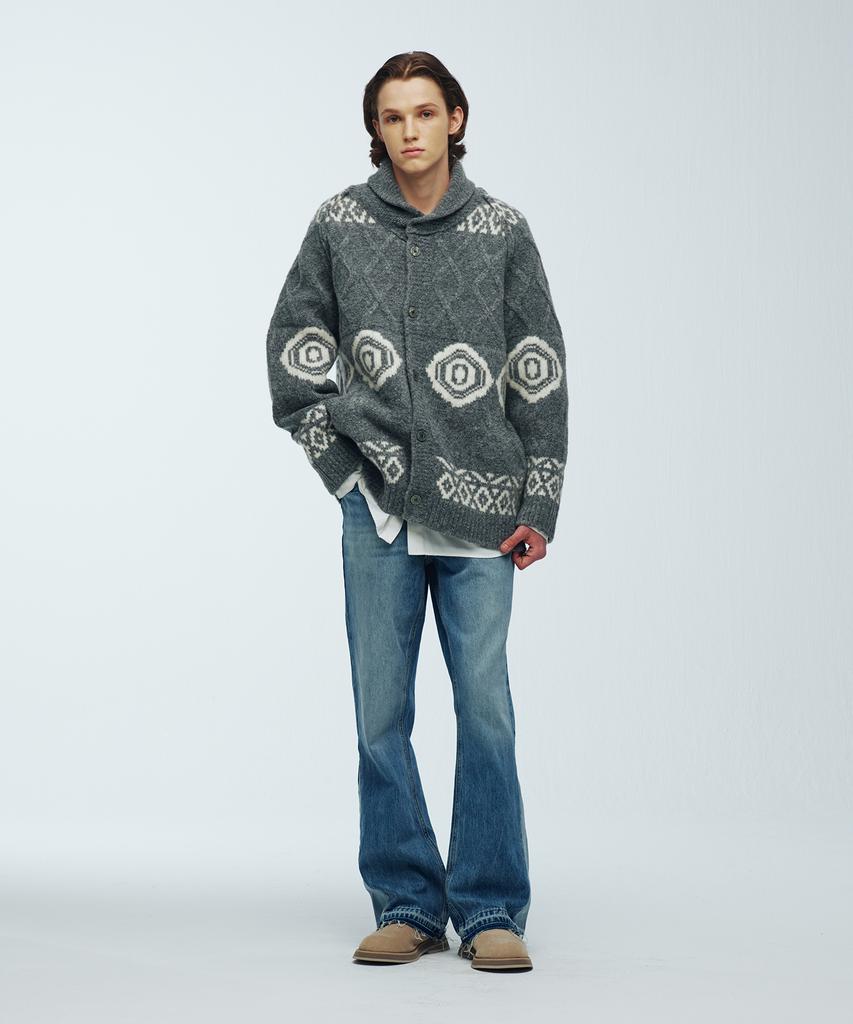Knitted Bulky Wool Cowichan Jacket Cardigan Grey