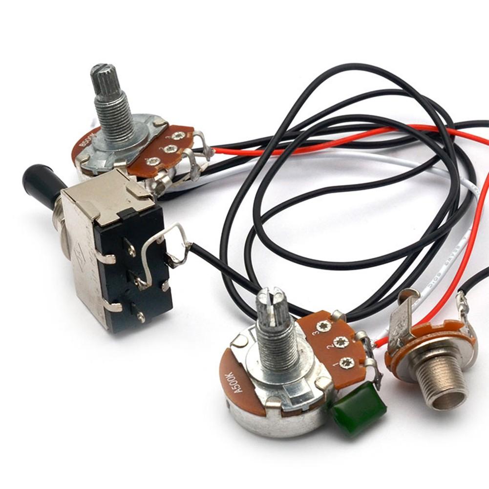 Electric Guitar Wiring Harness Kit 3 Way Toggle Switch 1 Volume 1 Tone 500K Pots