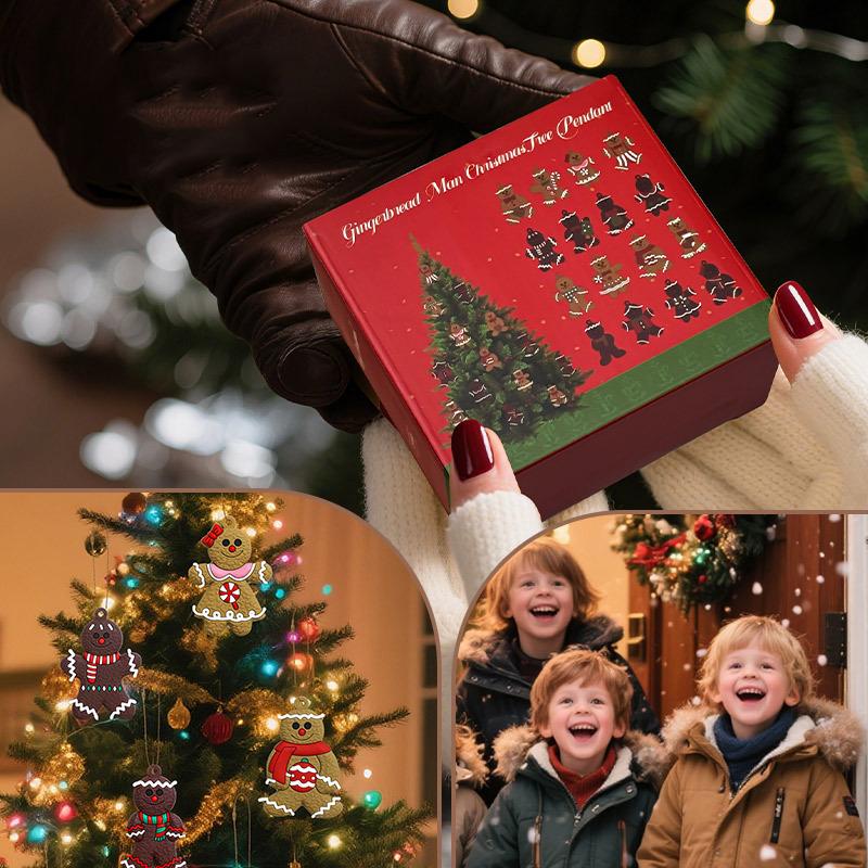 16pcs Gingerbread Man Ornaments, Hanging Christmas Tree Decorations, PVC Material, Festive Holiday Decor for Home & Party