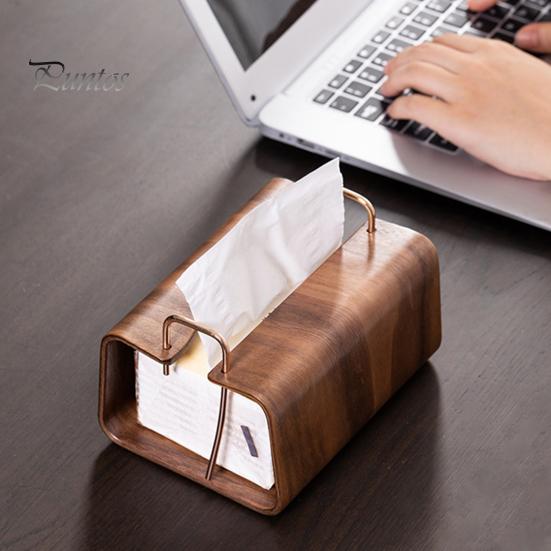 Office Desk Organizer Wooden Tissue Holder, Rectangular Decorative Paper Napkin Dispenser, Bedroom Cover Organizer, for Home Decor Desktop Dispenser