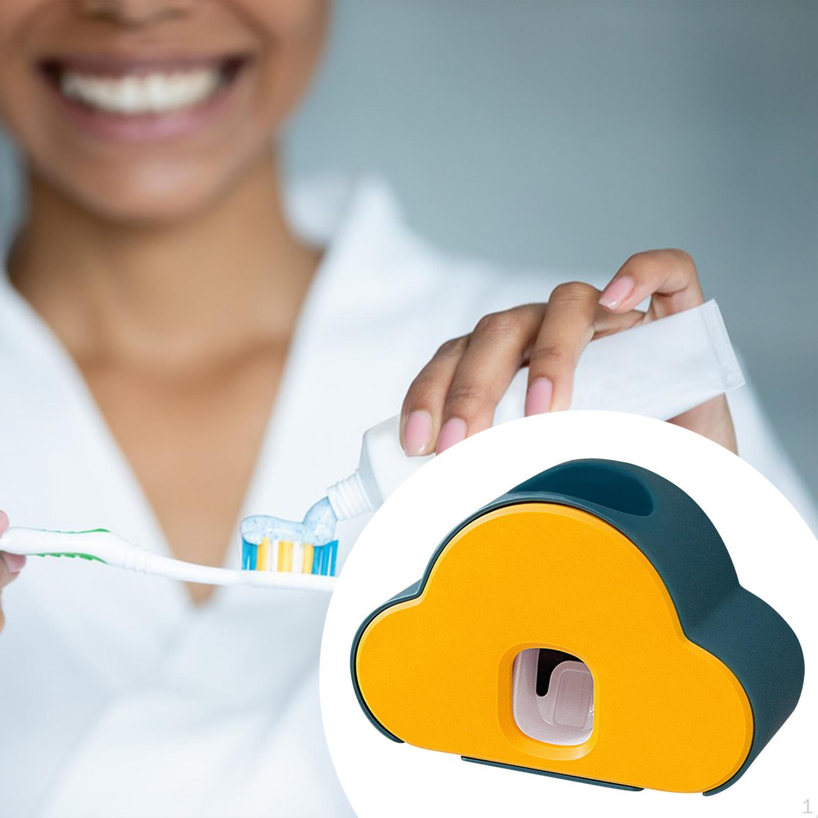 

Диспенсер для зубной пасты, держатель для зубных щеток, простой в использовании, экономящий место, настенный держатель для Blue Yellow