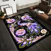 Colorful Floral Peacock Design Carpet with Black Background for Living Room Suitable for Use As an Anti-slip for Living Room Bedroom Sofas