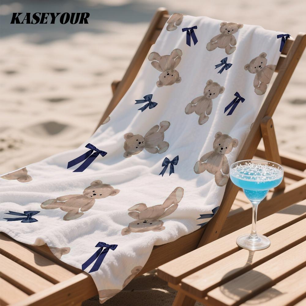 Teddy Bears and Bows Compact Travel Beach Towel Super Absorbent Sand Resistant, Microfiber for Swimming Camping Yoga