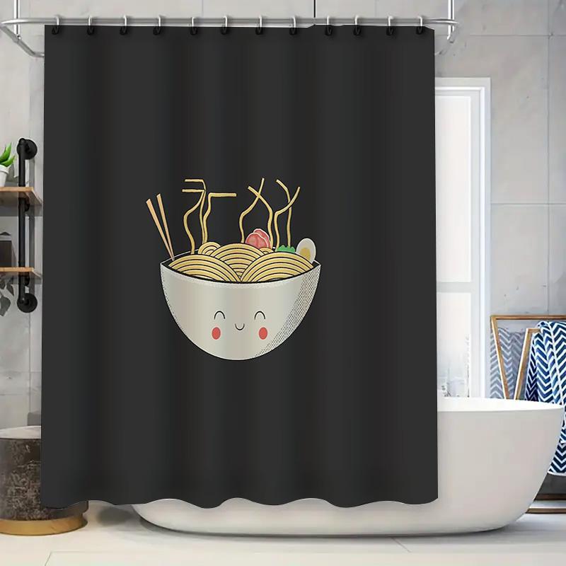 

Japanese Ramen Noodle Shower Curtain Anime Food Bathroom Decor Waterproof Liner Vintage Kitchen Backdrop Artistic Home Decor W60H190(CM)-1 Pcs