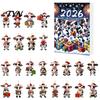2026 Holiday Atmosphere Gift Set Christmas Cow Ornament Advent Calendar 2026, 24 Days 2D Acrylic Hanging Pendant Flat for Car Rearview Mirror