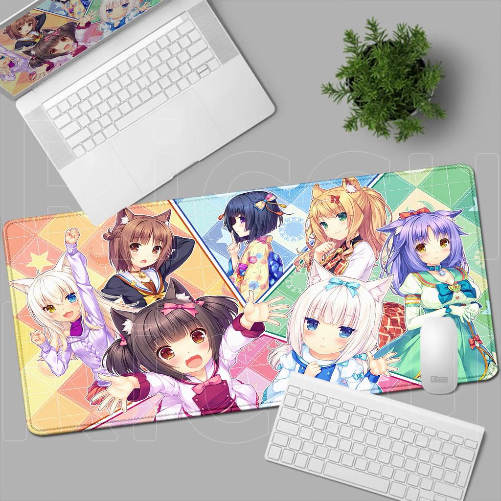 HD Anime Mousepad Cute Chocolate And Vanilla Natural Rubber Nonslip Keyboard Gaming Nekopara Extended Mat PC Office Accessories