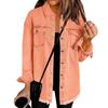 Veste chemise en jean décontractée à manches longues avec ourlet effiloché et deux poches avant