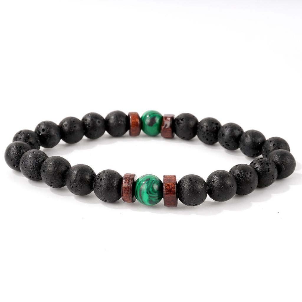 Popular Coconut Chip Volcanic Stone Bracelet Imitation Obsidian Yoga Energy Black Glitter Stone Bracelet