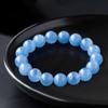Natural Brazil Aquamarine Crystal Bracelet for Women & Men - Blue Beaded Gift for Girlfriend