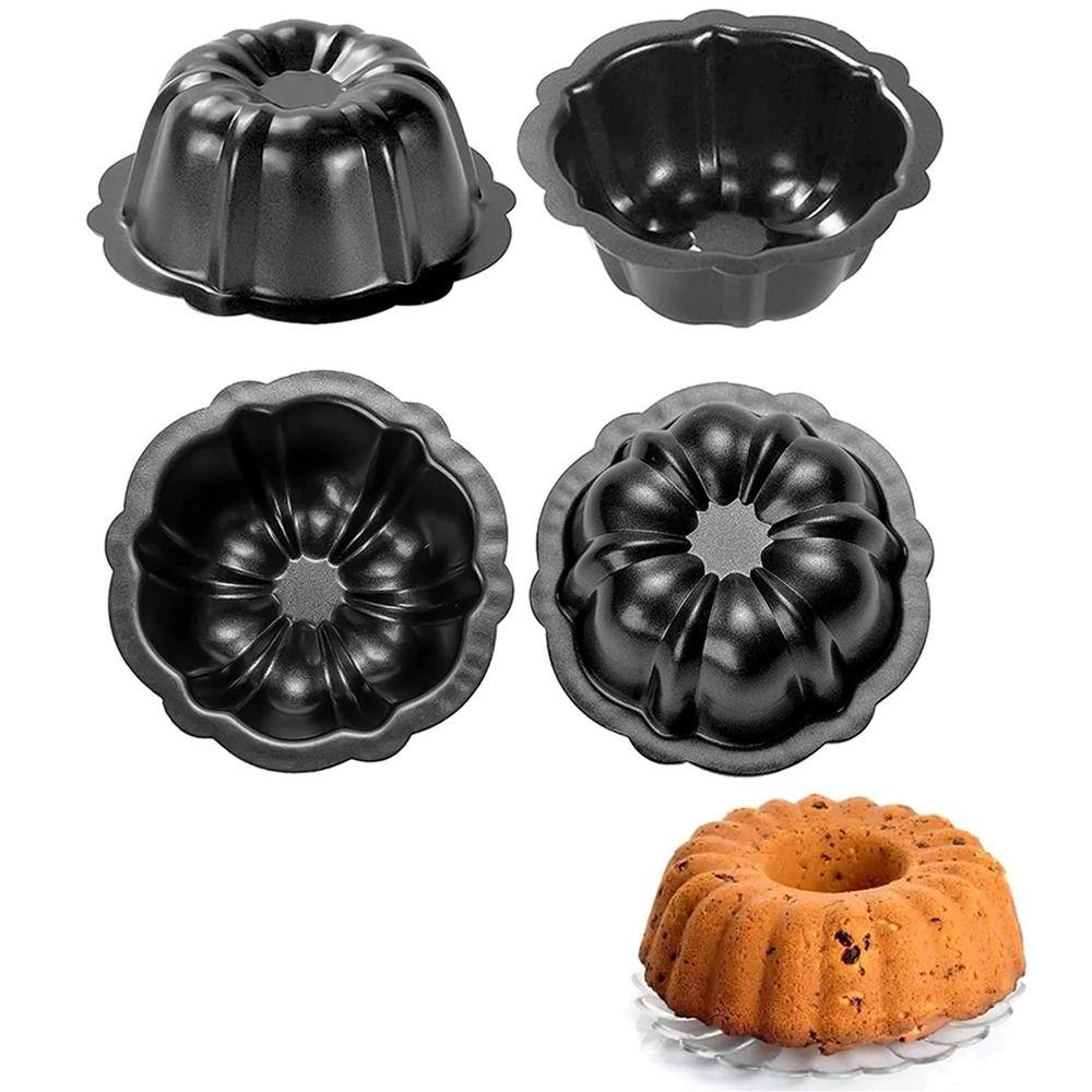 4 Pcs Carbon Steel Fluted Cake Mold 4 Inch Muffin Cups Round Mini Cake Pan  Brownie