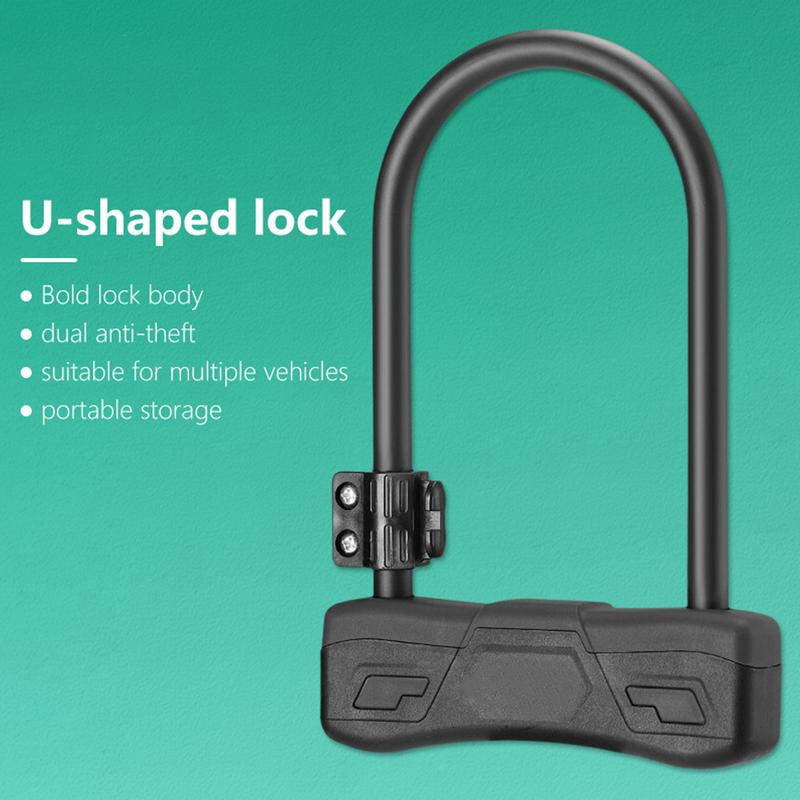 U Lock Bike Heavy Duty U Shaped Bike Lock With Key Cycling Supplies for Rack Handlebar Commuting Travel Outdoor School Adult