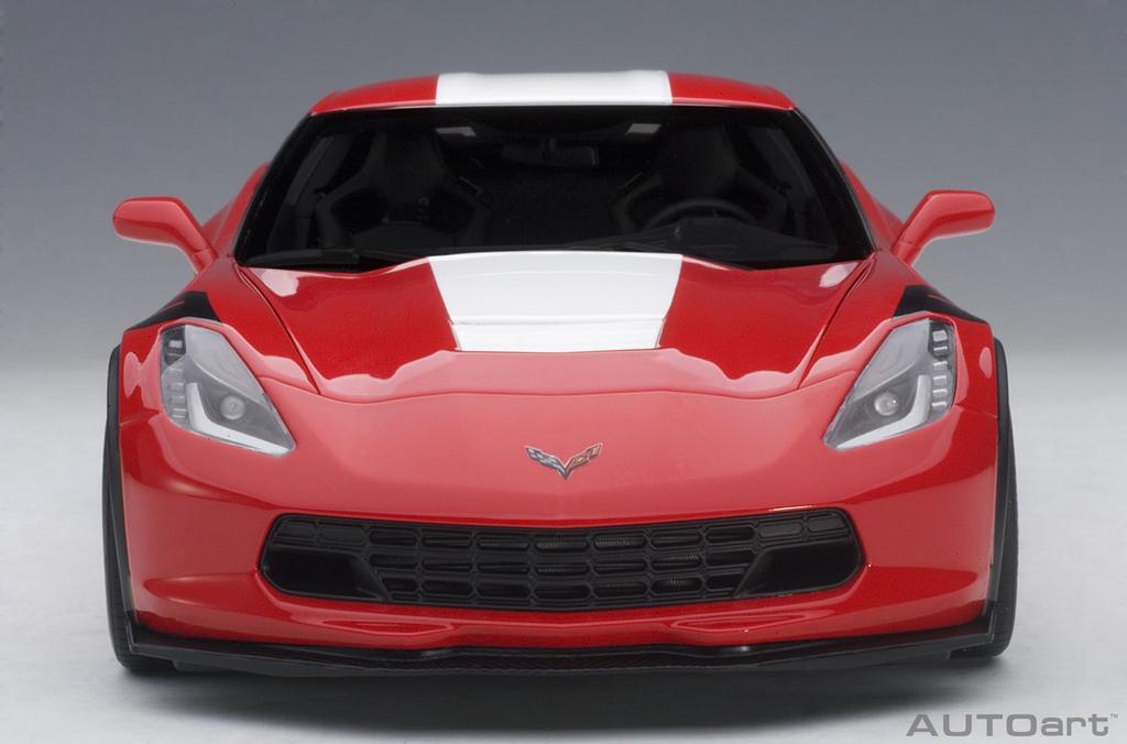 AUTOart Chevrolet Corvette C7 GranSport Stripe Black Hashmark 1/18 Red/White
