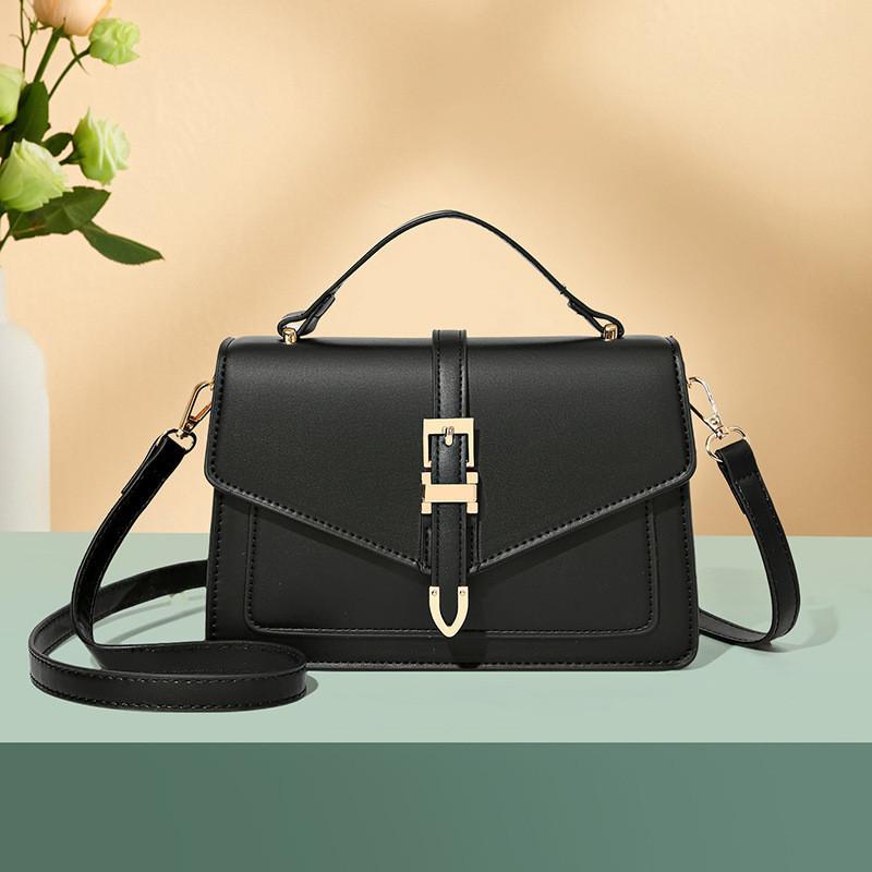 Elegant Women's Small Square Bag Multi-layer Simple Handbag Lock Commuter Bag 2023 New Shoulder Crossbody Bag