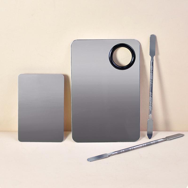 Stainless Steel Color Palette Cosmetic Coloring Tray Makeup Stick Ring Blending Palette Base Set