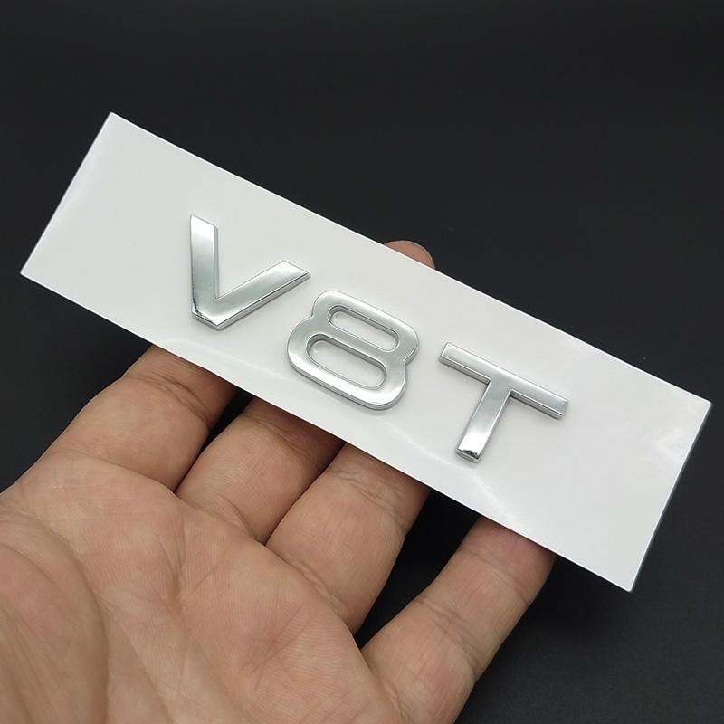 3D ABS Chromowany Czarny Logo V6T V8T V10 W12 Emblemat Litery Odznaka Naklejka Samochodowa Do Audi A6 A7 S4 S5 S6 S7 Q7 A8 R8 SQ5 TT Akcesoria