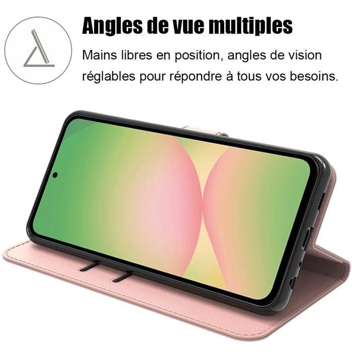 Coque de protection - BOOLING - pour Samsung Galaxy A56 5G - Antichoc - Cuir PU Rose - Fonction support