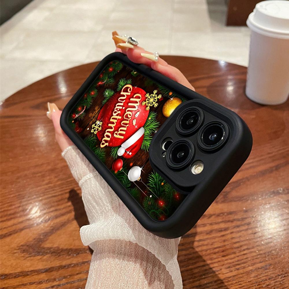 N107 Happy New Year Christmas Art Soft Angel Eyes Phone Cases for iPhone 16 15 14 13 11 Pro Max 8 7 6s Plus 12 Mini XR XS Max SE Shockproof Cover