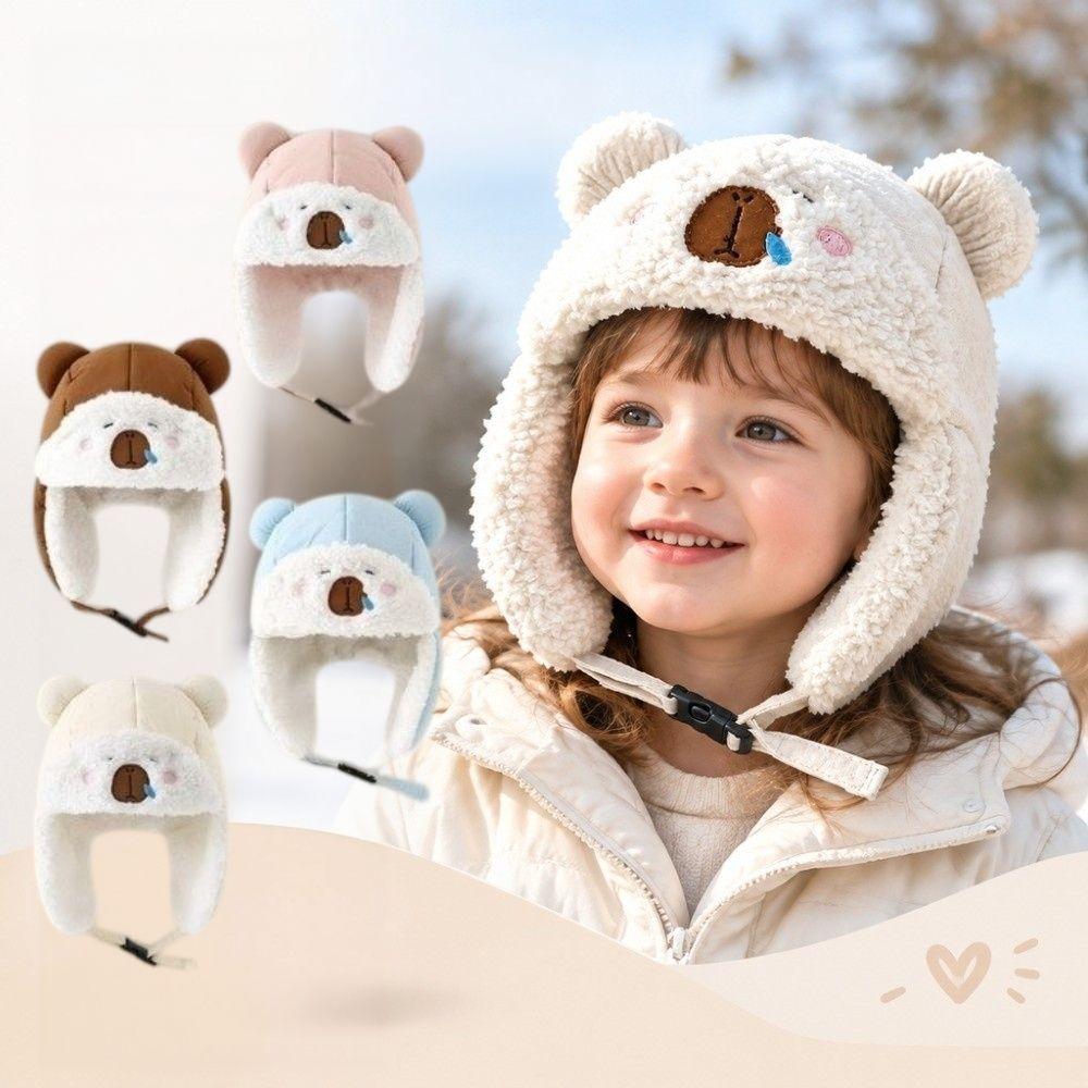 Cartoon Bears Toddler Winter Hats Plushie Ears Protective Cap Kid Outdoor Caps for Cold Weather