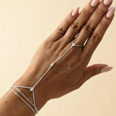 Vintage Shiny Zircon Bracelet for Women Multi Layer Linked Finger Bangle Luxury Sexy Elegant Banquet Party Jewelry Accessories