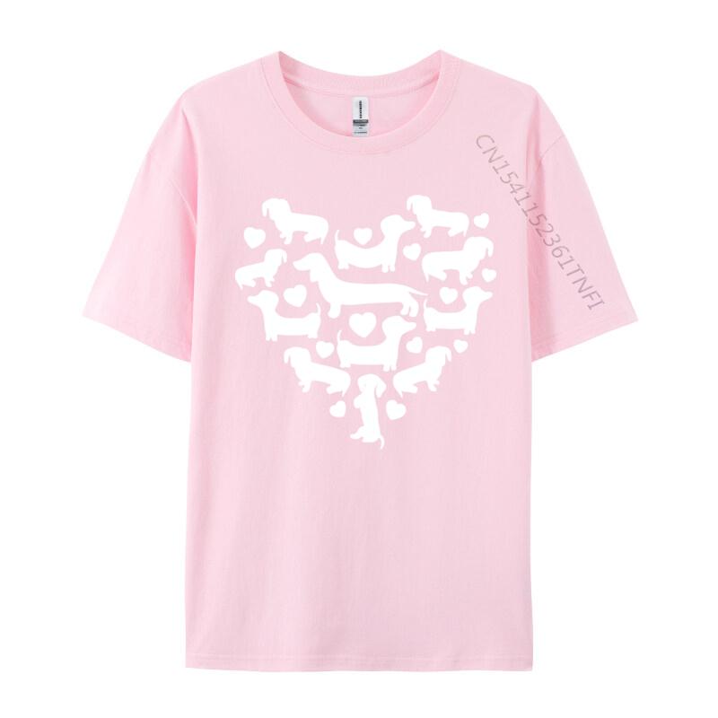 Leisure Tees Hip Hop Cotton Unisexs Top Tshirts Funny Dachshund Hearts Valentines Day Tshirt Black Shirt Graphic Tees