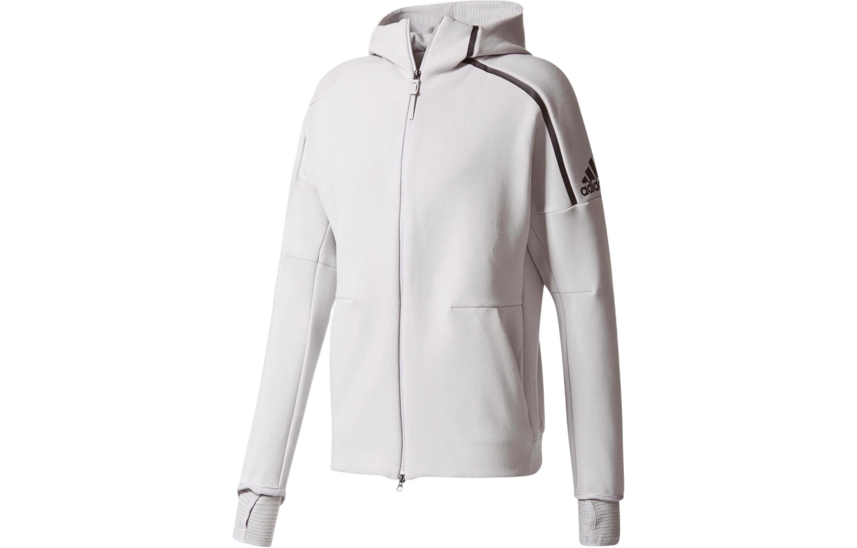 Adidas Jackets Men s Light Gray Hooded Moderate Straight Fit BQ0074 S