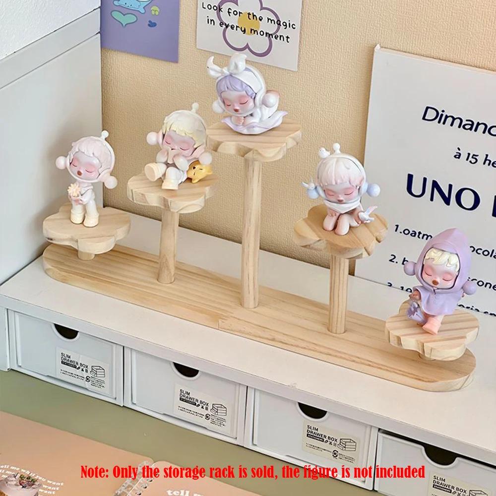 Figures Display Wooden Stand Flower Shelf Organizer Cabinet Cute Dolls Storage Rack Holders Decoration for Home Office