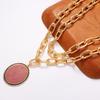 Fashion Trend Casual Versatile Alloy Resin Pendant Double Chain Daily Commuter Women's Necklace