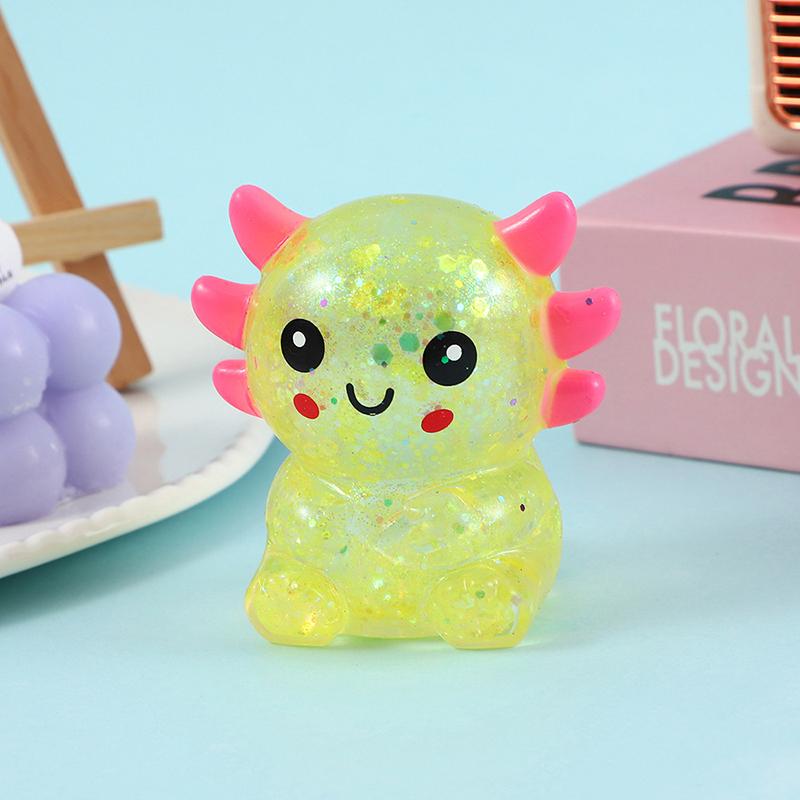 1 Stück Stressabbau-Malzzuckerball, niedliches Tier-Quetschspielzeug, Axolotl-Stressball, knautschiges sensorisches Fidget-Spielzeug für Kinder, Geschenk
